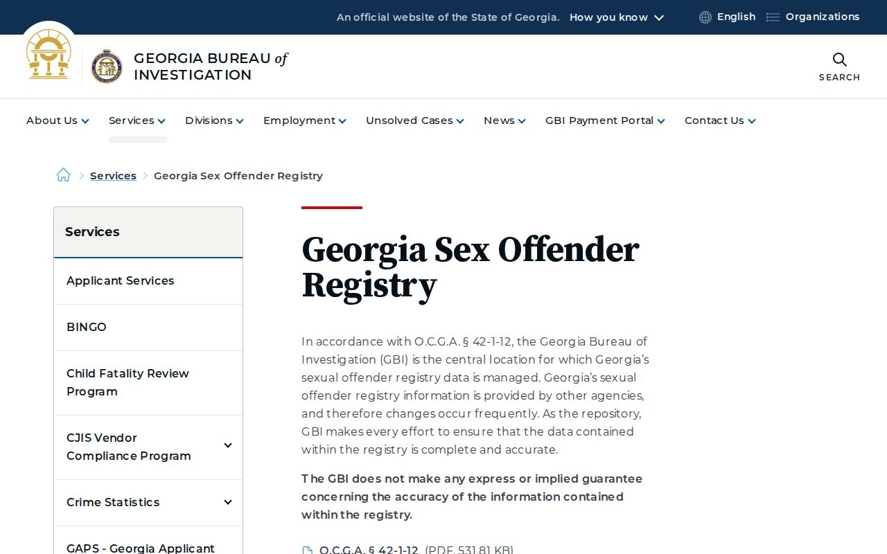 Hall County public records access through the Georgia sex offender registry
